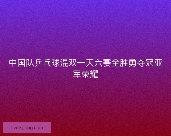 中国队乒乓球混双一天六赛全胜勇夺冠亚军荣耀